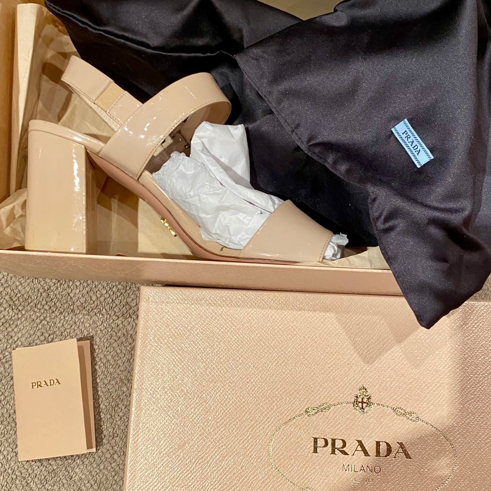 Prada - 42 - Nude - Chunk Heel Sandals - Picture 3 of 8